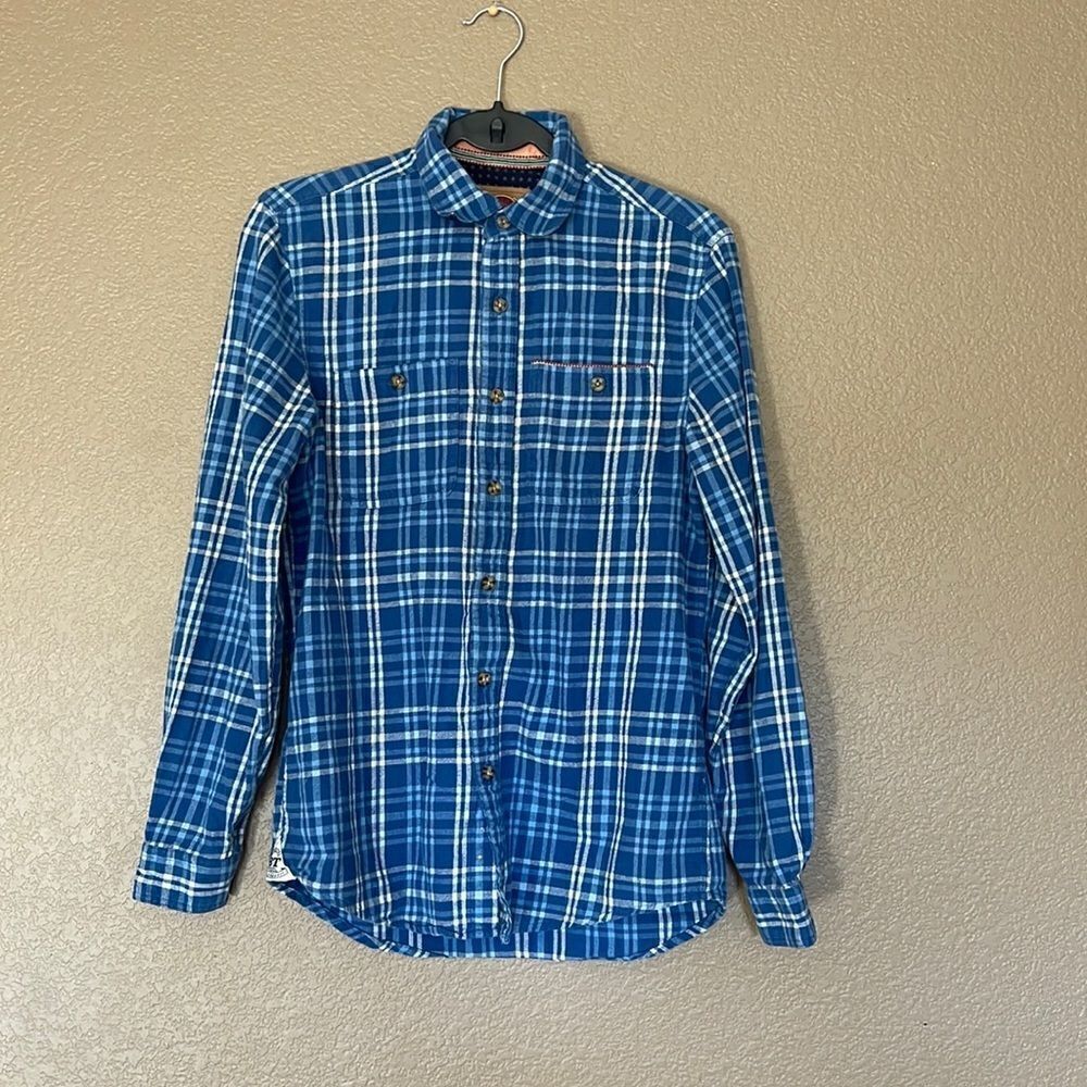 Boston traders luxury vintage blue plaid shirt size small